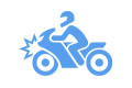 Icon of a person on a motorcycle getting into an accident